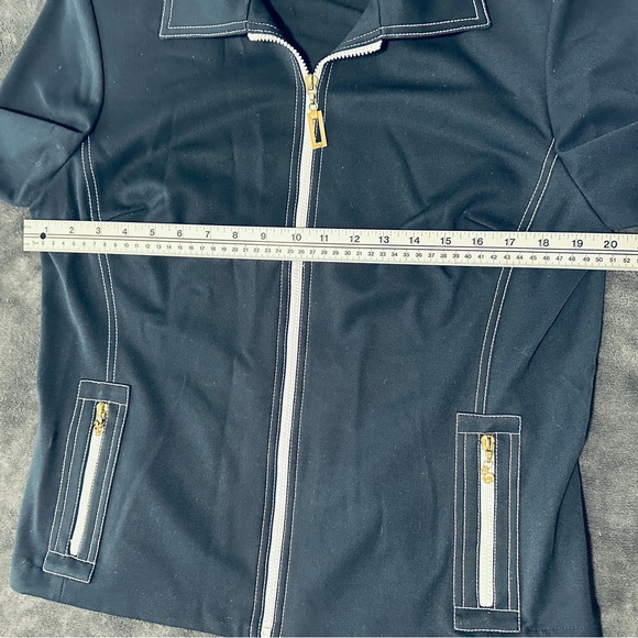 St. John Sport by Marie Navy Blue Jacket with Gold Accents - Picture 4 of 6